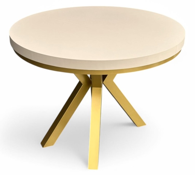 Stół okrągły rozkładany 100/200 cm KASZMIR + nogi złote X + maskownica