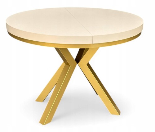 Stół okrągły rozkładany 100/300 cm KASZMIR + nogi złote X + maskownica