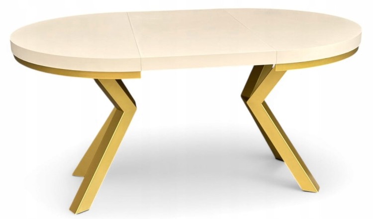 Stół okrągły rozkładany 100/300 cm KASZMIR + nogi złote X + maskownica