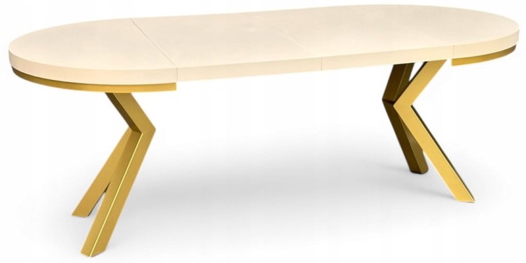 Stół okrągły rozkładany 100/300 cm KASZMIR + nogi złote X + maskownica