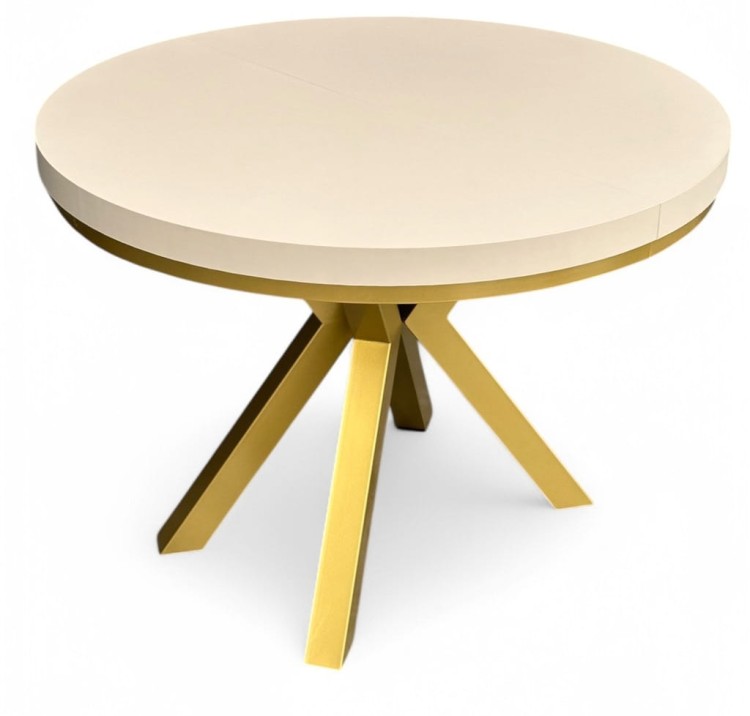 Stół okrągły rozkładany 110/210 cm KASZMIR + nogi złote X + maskownica