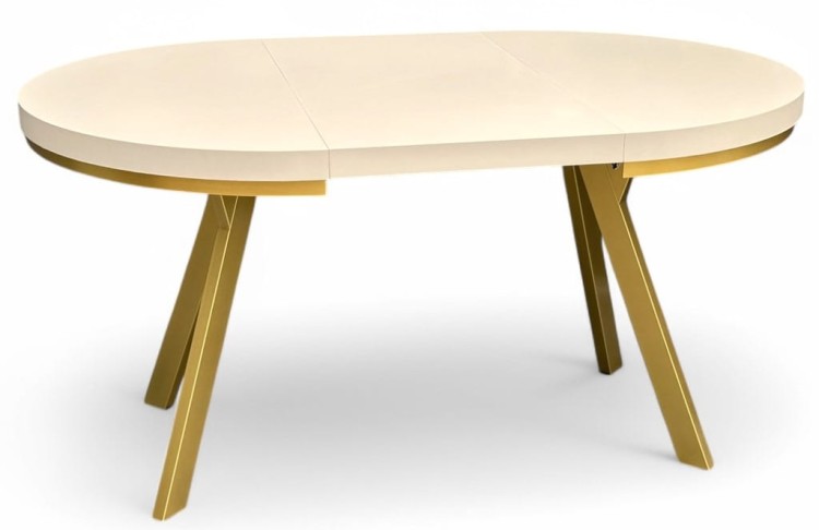 Stół okrągły rozkładany 110/210 cm Kaszmir + złote NOGI +maskownica