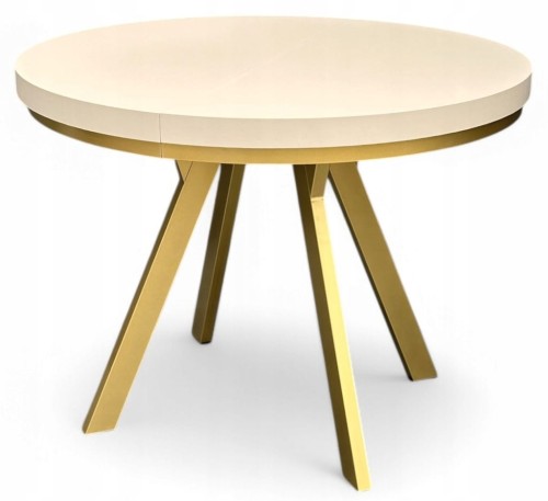 Stół okrągły rozkładany 90/190 cm Kaszmir + złote NOGI +maskownica