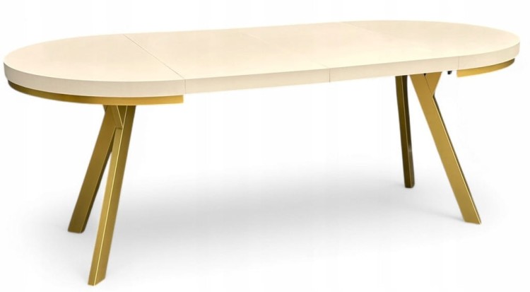 Stół okrągły rozkładany 100/300 cm Kaszmir + złote NOGI +maskownica