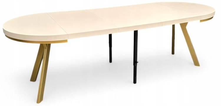 Stół okrągły rozkładany 100/300 cm Kaszmir + złote NOGI +maskownica