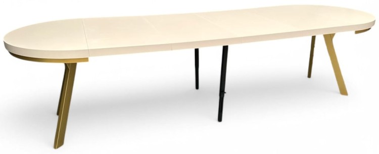 Stół okrągły rozkładany 100/300 cm Kaszmir + złote NOGI +maskownica