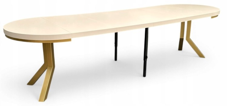 Stół okrągły Ø100/300 rozkładany ZŁOTE nogi + kaszmir