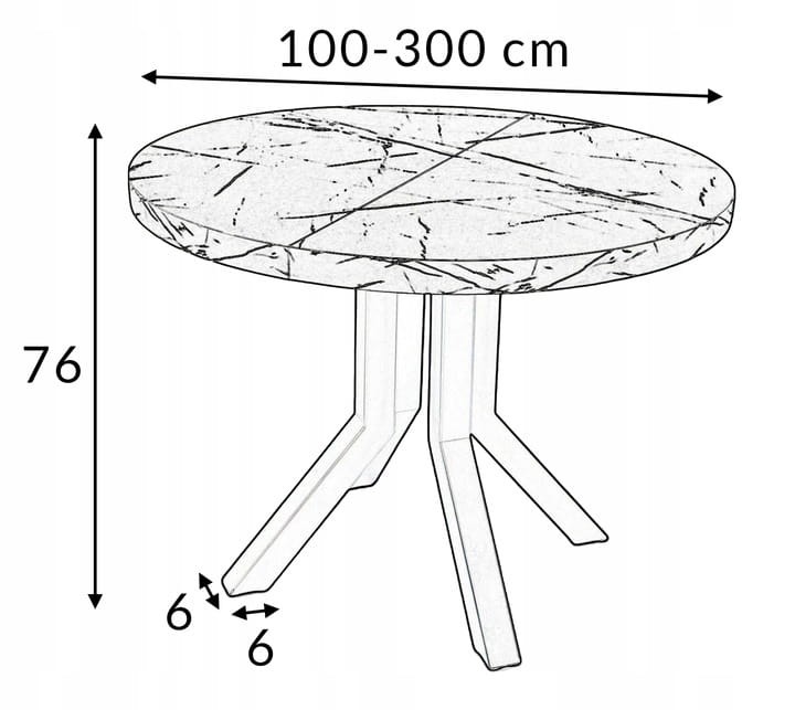 Stół okrągły Ø100/300 rozkładany ZŁOTE nogi + kaszmir