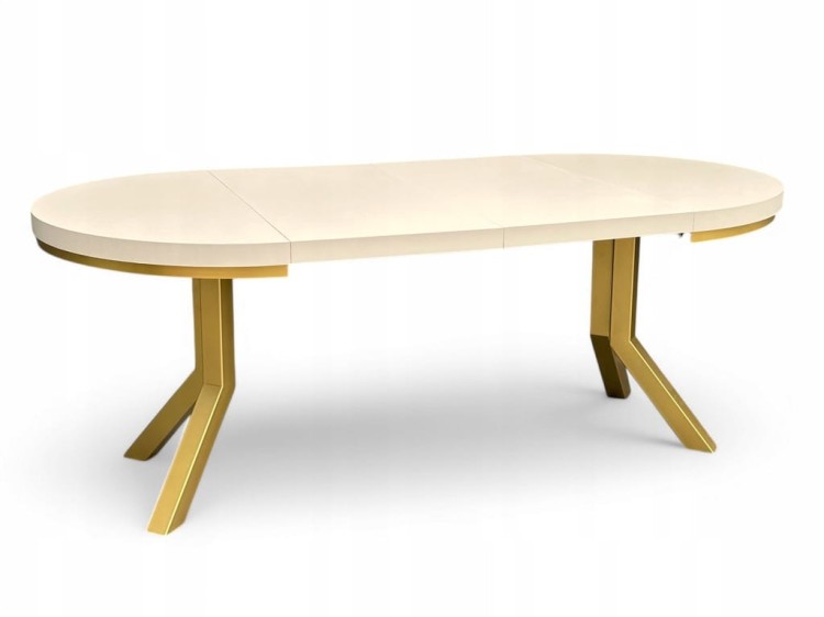 Stół okrągły Ø110/210 rozkładany ZŁOTE nogi + kaszmir