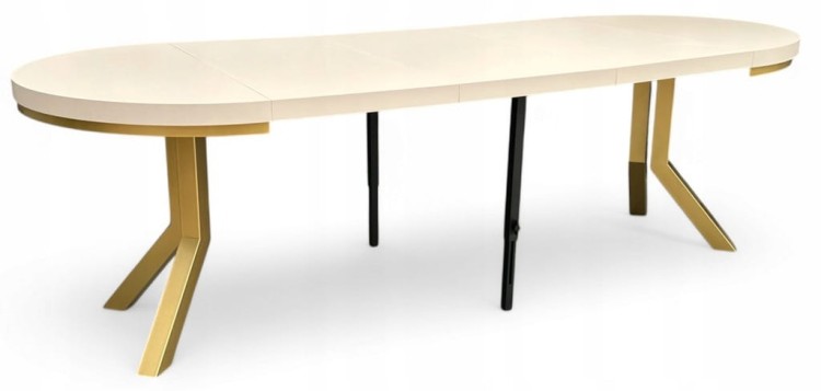 Stół okrągły Ø110/310 rozkładany ZŁOTE nogi + kaszmir