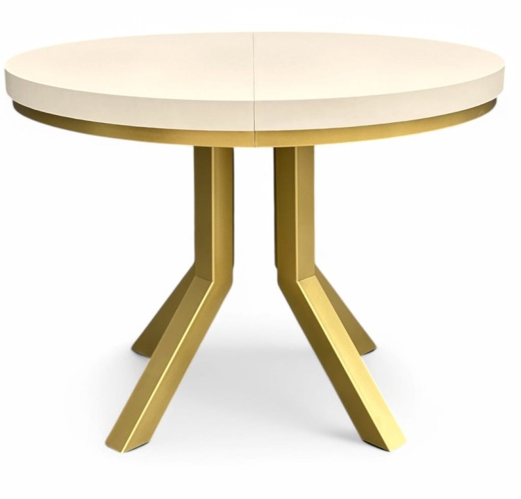 Stół okrągły Ø110/310 rozkładany ZŁOTE nogi + kaszmir