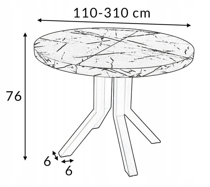 Stół okrągły Ø110/310 rozkładany ZŁOTE nogi + kaszmir