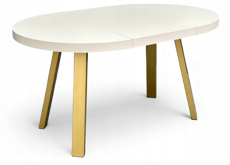 Stół rozkładany KASZMIR okrągły Ø100/300 cm nogi metalowe ZŁOTE