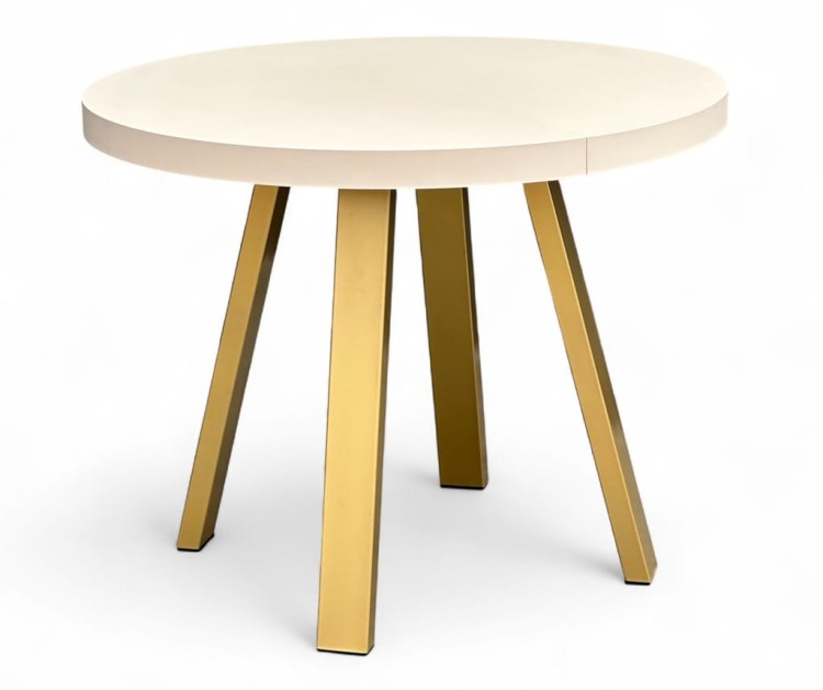 Stół rozkładany KASZMIR okrągły Ø110/310 cm nogi metalowe ZŁOTE