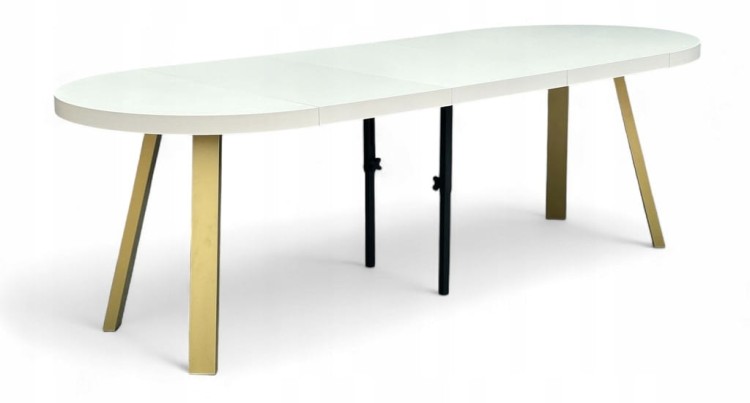Stół rozkładany KASZMIR okrągły Ø110/310 cm nogi metalowe ZŁOTE