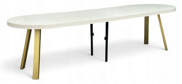 Stół rozkładany KASZMIR okrągły Ø110/310 cm nogi metalowe ZŁOTE