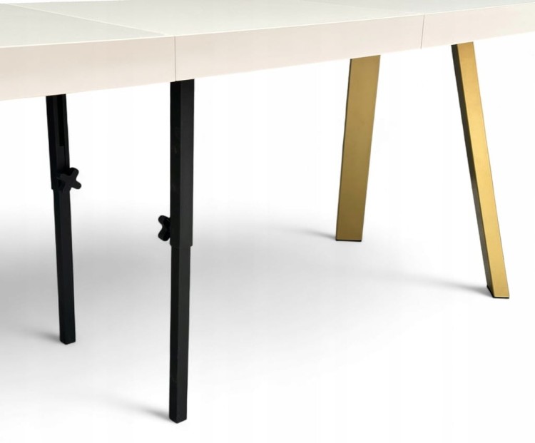 Stół rozkładany KASZMIR okrągły Ø110/310 cm nogi metalowe ZŁOTE