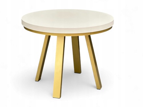 Stół rozkładany KASZMIR okrągły Ø110/310 cm nogi metalowe ZŁOTE maskownica