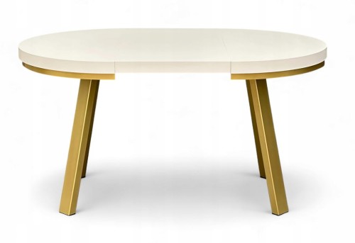 Stół rozkładany KASZMIR okrągły Ø110/310 cm nogi metalowe ZŁOTE maskownica