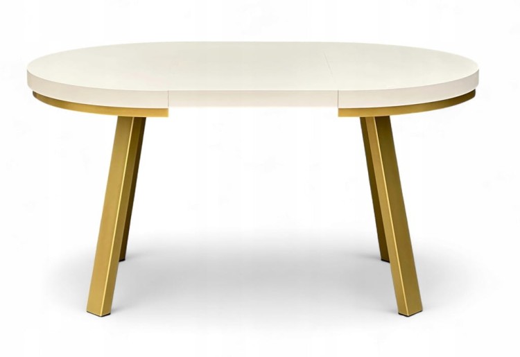 Stół rozkładany KASZMIR okrągły Ø110/310 cm nogi metalowe ZŁOTE maskownica