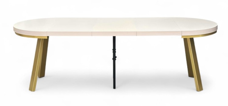 Stół rozkładany KASZMIR okrągły Ø110/310 cm nogi metalowe ZŁOTE maskownica