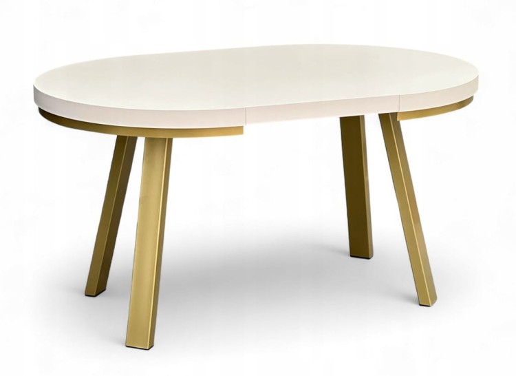 Stół rozkładany KASZMIR okrągły Ø110/310 cm nogi metalowe ZŁOTE maskownica