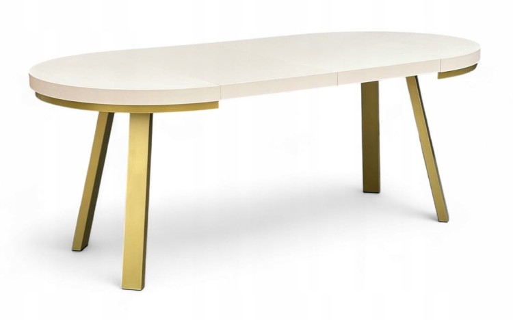 Stół rozkładany KASZMIR okrągły Ø100/200 cm nogi metalowe ZŁOTE maskownica