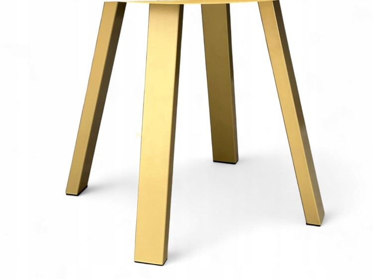 Stół rozkładany KASZMIR okrągły Ø110/210 cm nogi metalowe ZŁOTE maskownica