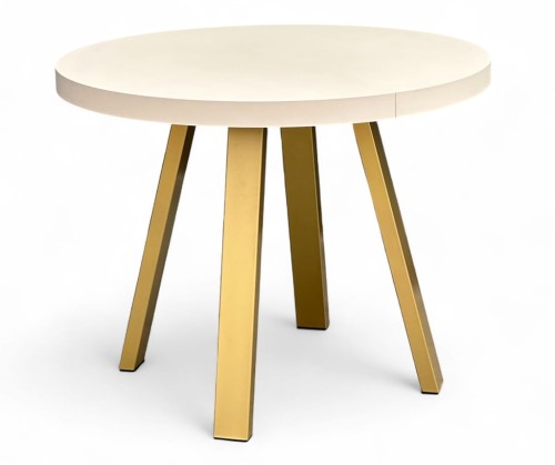 Stół rozkładany KASZMIR okrągły Ø100/200 cm nogi metalowe ZŁOTE