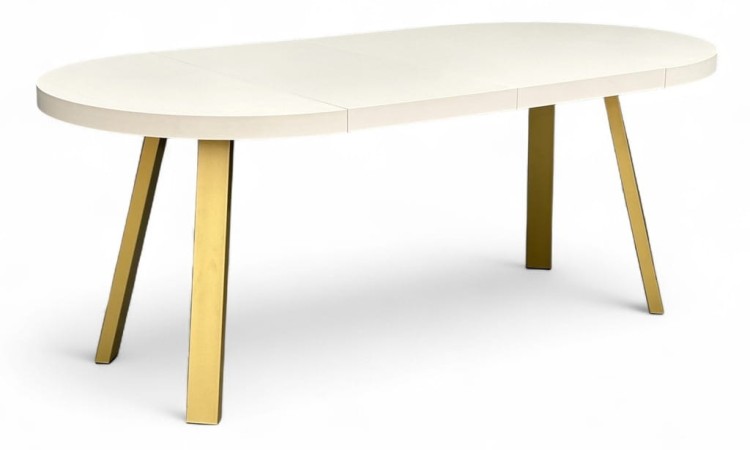 Stół rozkładany KASZMIR okrągły Ø110/210 cm nogi metalowe ZŁOTE