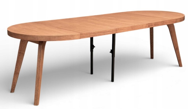 Stół okrągły rozkładany Ø110/310 FORNIR + podstawa nogi dębowe WALNUT