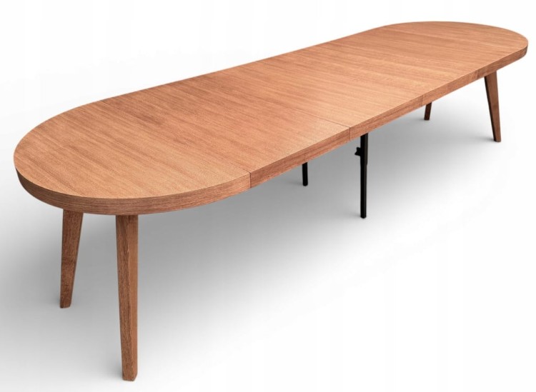 Stół okrągły rozkładany Ø110/310 FORNIR + podstawa nogi dębowe WALNUT