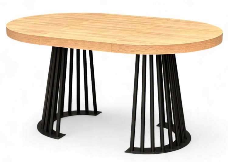 Stół fornirowany o średnicy 120 rozkładany do 220 cm LAMEL czarny metalowy