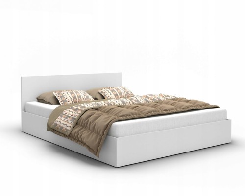 Łóżko białe z materacem łóżko podwójne sypialniane szerokość 120 cm