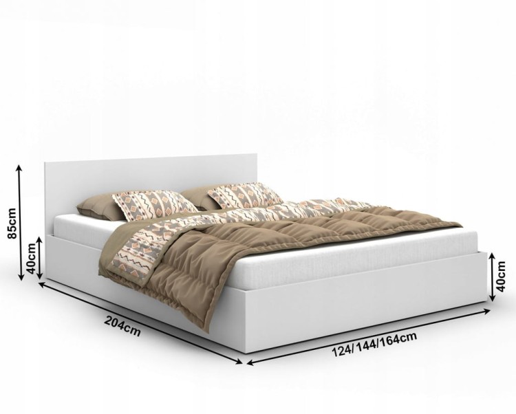 Łóżko białe z materacem łóżko podwójne sypialniane szerokość 120 cm