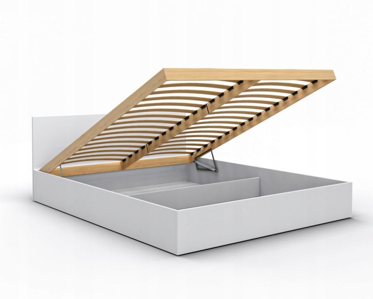 Łóżko białe z materacem łóżko podwójne sypialniane szerokość 120 cm