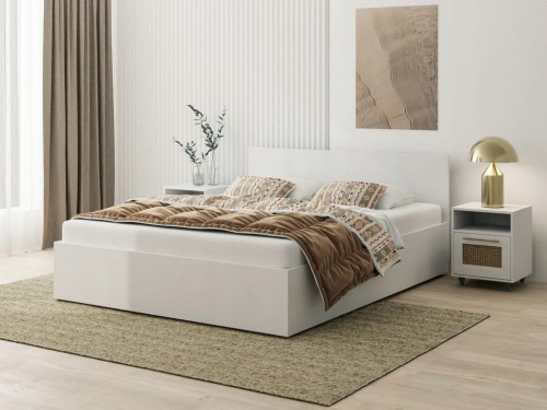 Łóżko BIAŁE z materacem łóżko podwójne sypialniane szerokość 160 cm