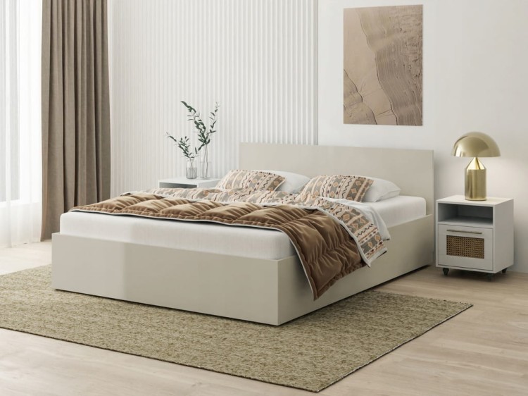 Łóżko KASZMIR z materacem łóżko podwójne sypialniane szerokość 140 cm