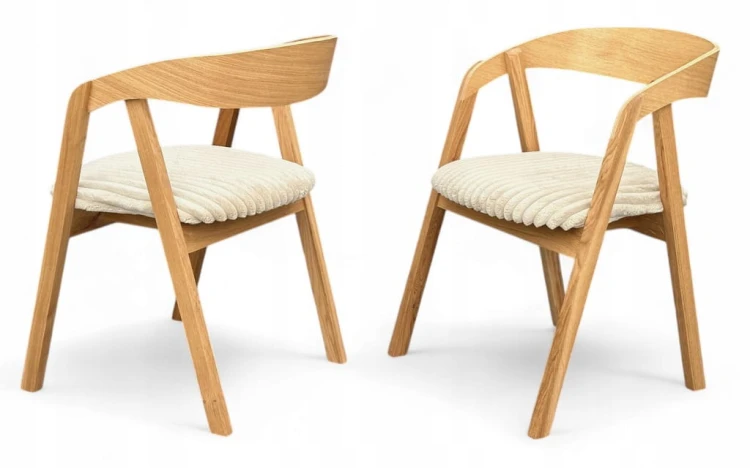 Zestaw Stół okrągły fornir 120/220 cm+ krzesła 6 szt dębowe sztaplowane