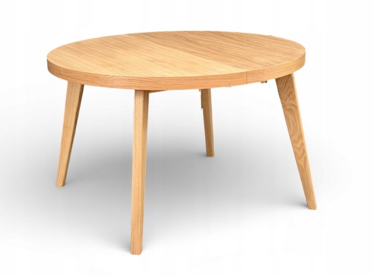 Zestaw Stół okrągły fornir 120/220 cm+ krzesła 4 szt dębowe sztaplowane