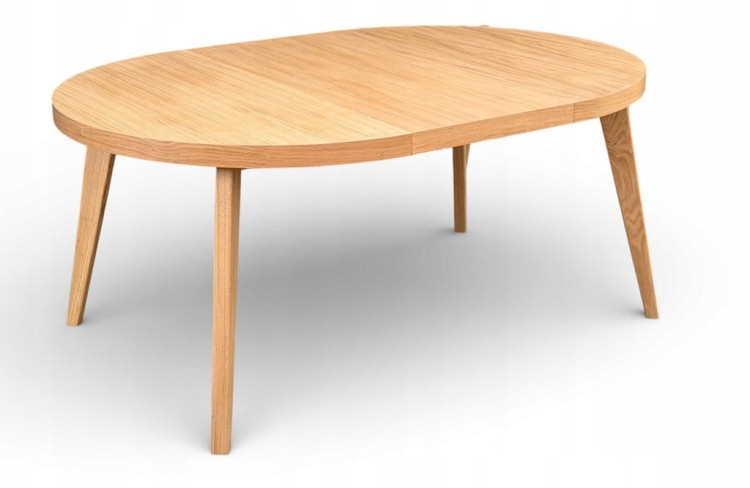 Zestaw Stół okrągły fornir 120/220 cm+ krzesła 4 szt dębowe sztaplowane