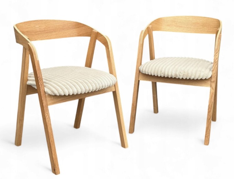 Zestaw Stół okrągły fornir 120/220 cm+ krzesła 4 szt dębowe sztaplowane