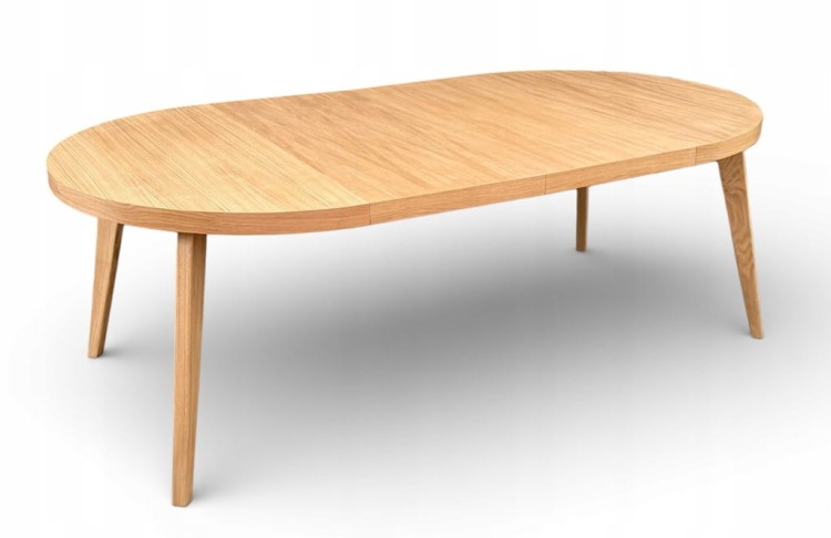 Zestaw Stół okrągły fornir 120/220 cm+ krzesła 4 szt dębowe sztaplowane