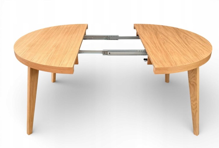 Zestaw Stół okrągły fornir 120/220 cm+ krzesła 4 szt dębowe sztaplowane