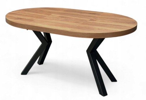 Stół okrągły rozkładany Ø 100/200 dąb castello koniakowy Nogi metal X