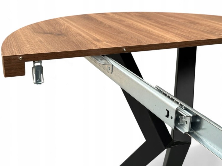 Stół okrągły rozkładany Ø 100/200 dąb castello koniakowy Nogi metal X