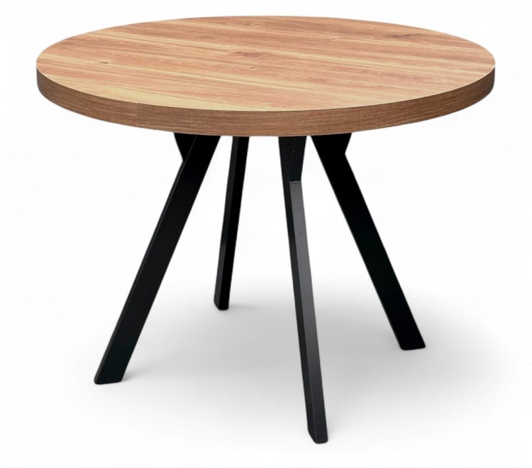 Stół okrągły rozkładany Ø 100/200 dąb castello koniakowy Nogi metal Y