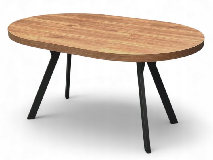 Stół okrągły rozkładany Ø 100/200 dąb castello koniakowy Nogi metal Y