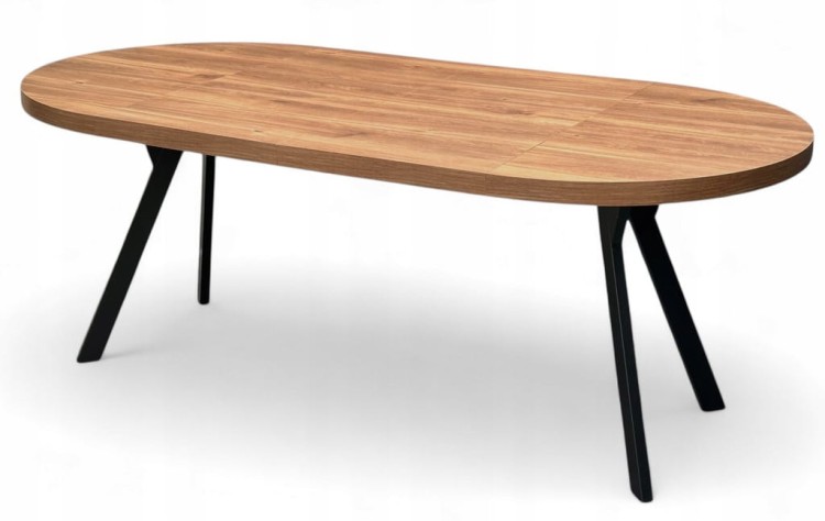 Stół okrągły rozkładany Ø 100/200 dąb castello koniakowy Nogi metal Y