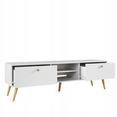 Szafka RTV 170 cm szuflady BIAŁA boho skandynawska